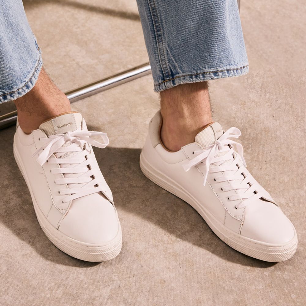 SCHMOOVE — sparkle-sneaker-m-nappa-suede-blanc-beige