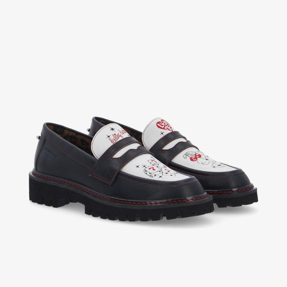 SCHMOOVE — mysen-loafer-w-nappa-suede-noir-blanc