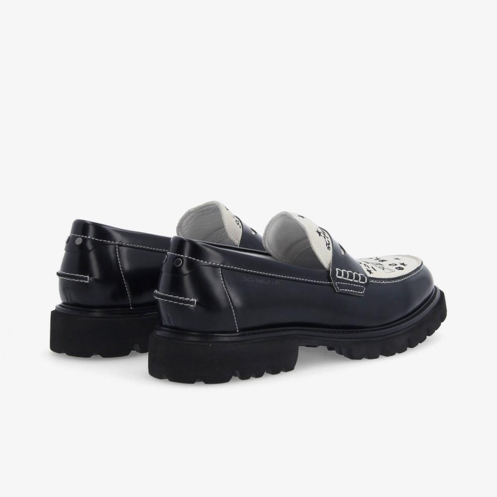 SCHMOOVE — johnny-loafer-m-polido-suede-noir-blanc