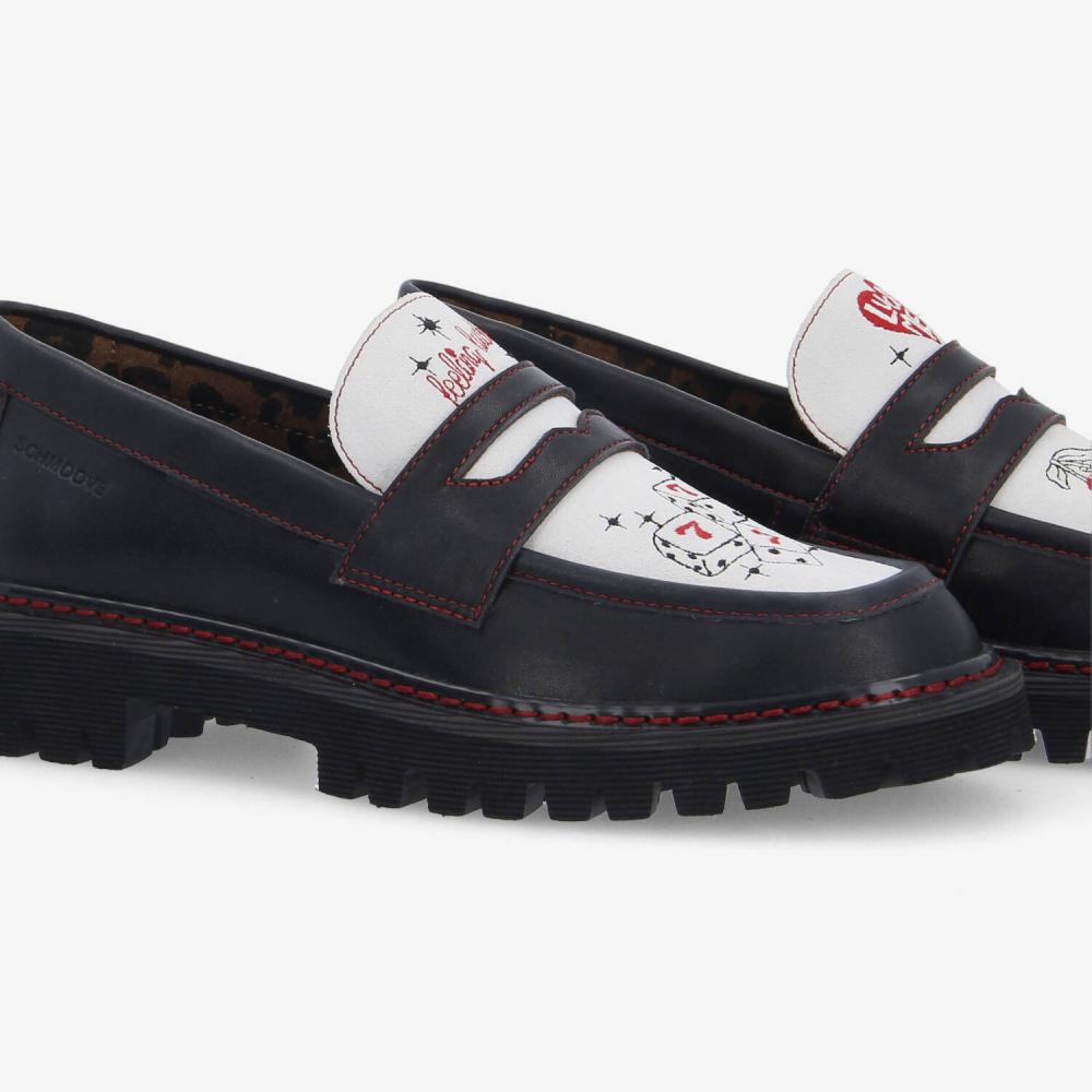 SCHMOOVE — mysen-loafer-w-nappa-suede-noir-blanc