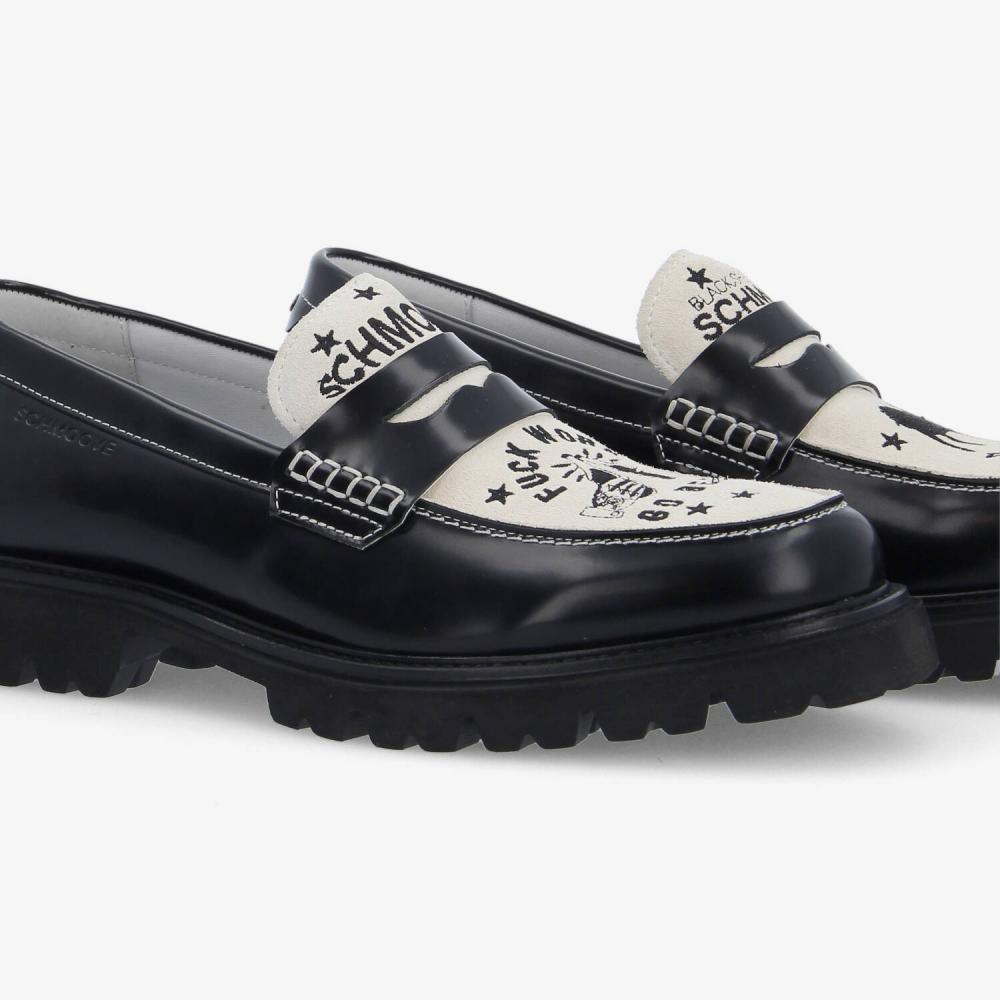 SCHMOOVE — johnny-loafer-m-polido-suede-noir-blanc