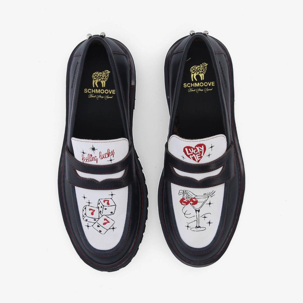 SCHMOOVE — mysen-loafer-w-nappa-suede-noir-blanc