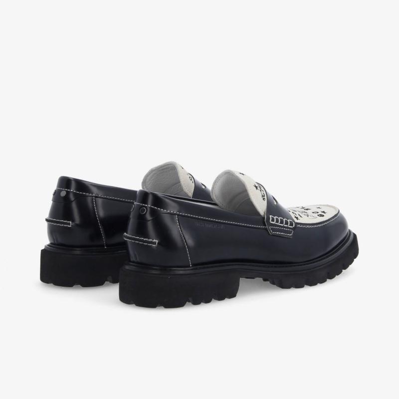 JOHNNY LOAFER M - POLIDO/SUEDE - NOIR/BLANC