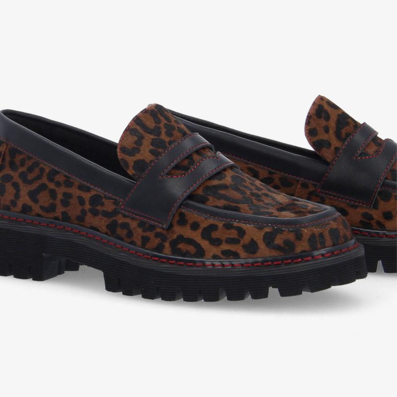 MYSEN LOAFER W - PONY LEO - MARRON