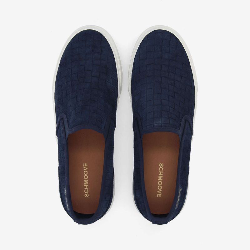 ARLO SLIP ON M - EMBOSSED SUEDE - BLEU MARINE
